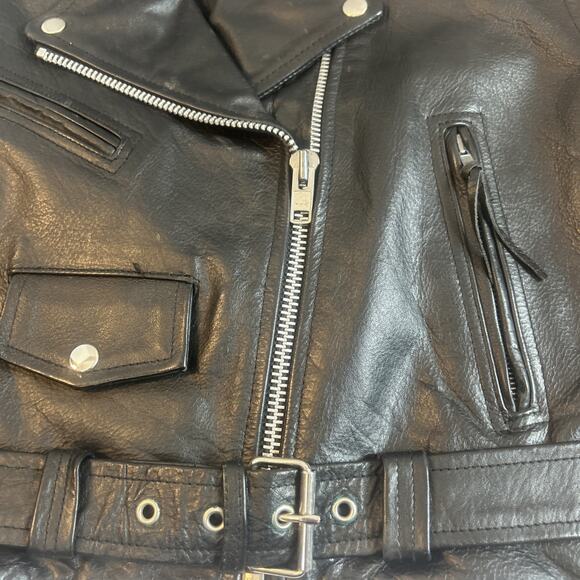 Shaf Leather Jacket Men’s L 42 Motorcycle Moto Biker Style Grunge Rock VTG 80's - Picture 3 of 15